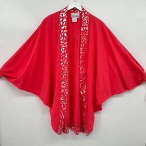 Vintage Poncho Top Jacket‎ One Size 100% Cotton Resort Coastal Beachy Diva New
